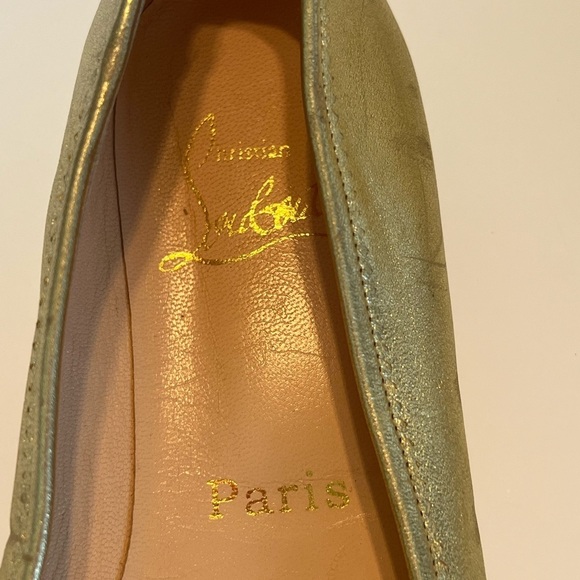 CHRISTIAN LOUBOUTIN GOLD METALLIC LEATHER BALLET FLATS SZ 37.5 - Picture 8 of 9